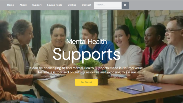 Mental Health Supports website project for neurodiverse people